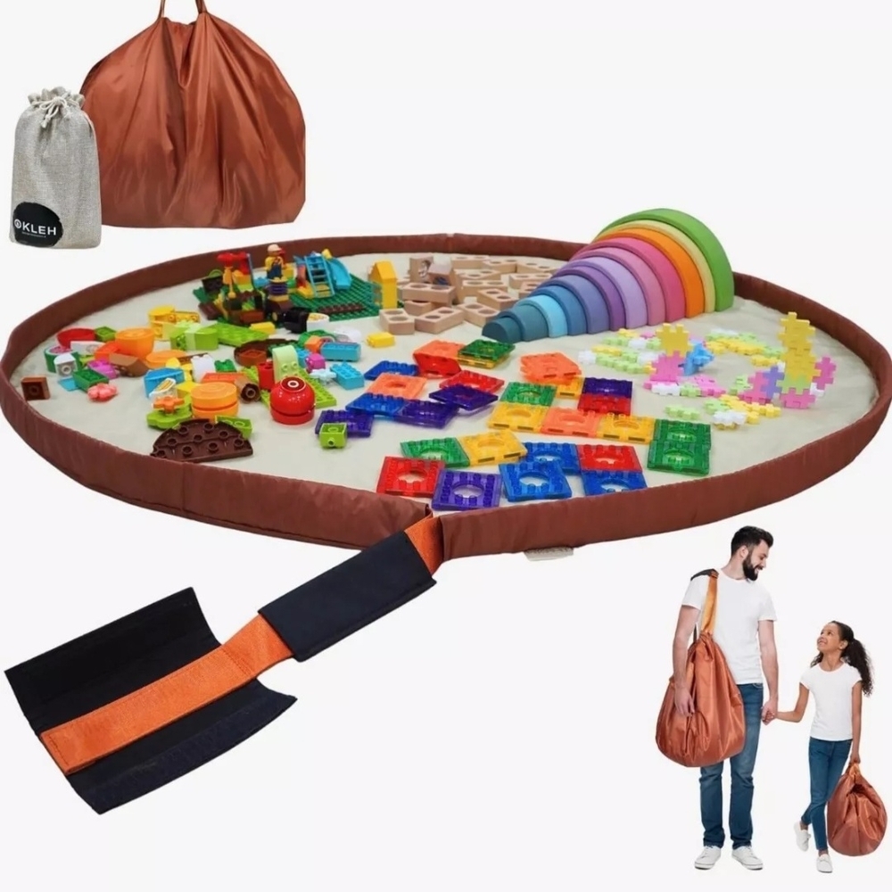 OKLEH NWOT Toy Storage Bag and Play Mat - Brown